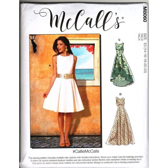 McCalls M8060 Misses 14 to 22 Fit and Flare Dress Uncut Sewing Pattern New - Picture 1 of 2